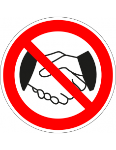 Verboden handen te schudden bord, kunststof, rood wit, pictogram handen schudden verboden, rond