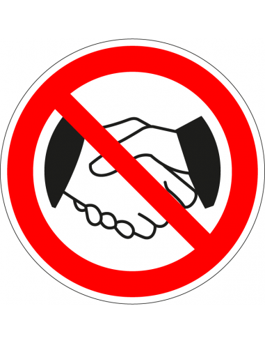 Verboden handen te schudden bord, kunststof, rood wit, pictogram handen schudden verboden, rond