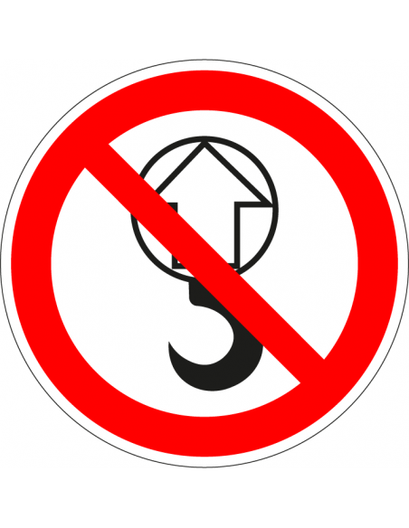 Verboden te hijsen sticker, rood wit, pictogram hijsen  verboden, rond