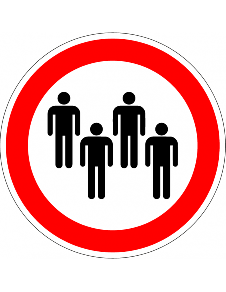 Verboden voor groepen bord, kunststof rood wit zwart, verbodsbord