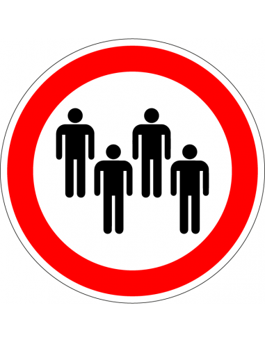 Verboden voor groepen sticker, rood zwart wit, verbodssticker