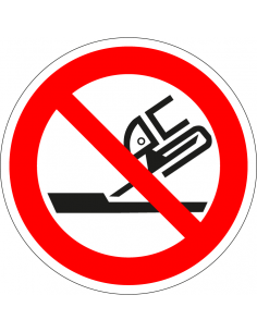 Verboden slijpschijf te gebruiken bord, kunststof, P032, ISO 7010, rood wit, rond, symbool slijpschijf