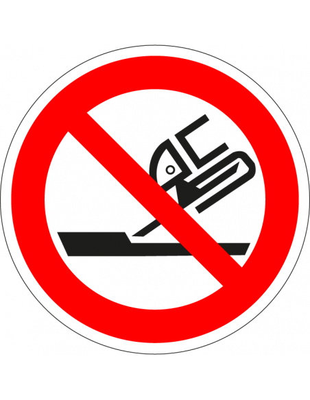 Verboden slijpschijf te gebruiken bord, kunststof, P032, ISO 7010, rood wit, rond, symbool slijpschijf