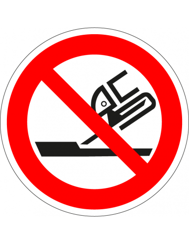 Verboden slijpschijf te gebruiken, sticker, ISO 7010, P032, rood wit, rond, symbool slijpschijf
