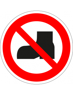 Buitenschoenen verboden sticker, ISO 7010, P060
