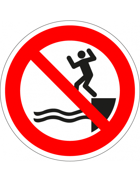 Verboden in het water te springen bord, kunststof, P061, rood wit, IS0 7010, rond