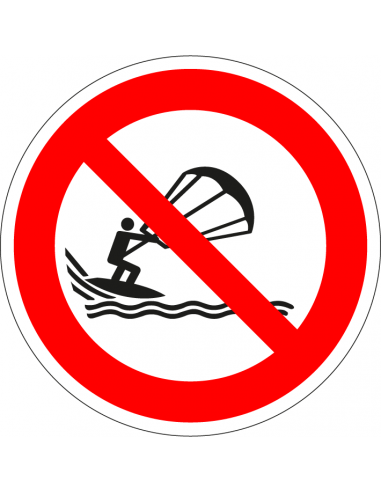 Verboden te kitesurfen bord, kunststof, P065, rood wit