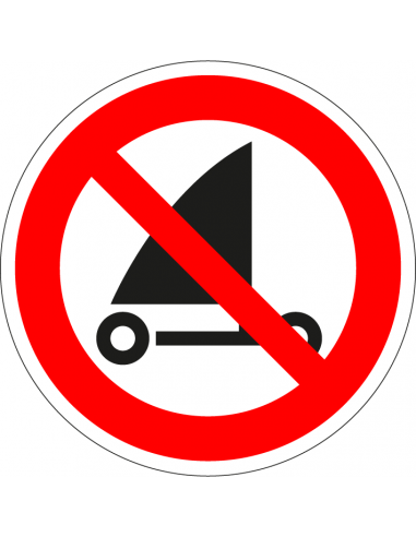 Verboden te strandzeilen bord, kunststof, P067, rood wit, pictogram strandzeil