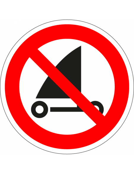 Verboden te strandzeilen bord, kunststof, P067, rood wit, pictogram strandzeil