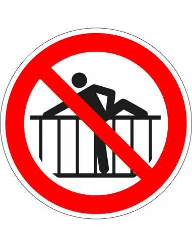 Verboden over hek te klimmen bord, kunststof, P071, rood wit, pictogram hek, verbodsbord