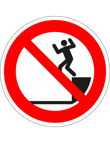 Niet springen sticker, P072, rood wit, rond, persoon springt symbool