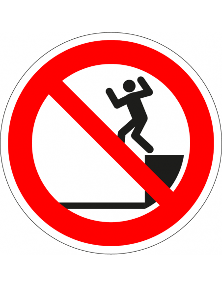Niet springen bord, kunststof, P072, rood wit, rond, persoon springt symbool