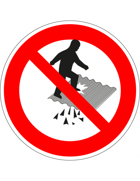 Niet betreden instortingsgevaar bord, kunststof, rood wit, pictogram niet betreden instortingsgevaar, rond