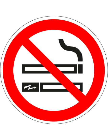 Roken en e-sigaret verboden bord, kunststof, rood wit, pictogram roken en e-sigaret verboden, rond