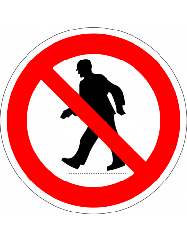 Niet over rollenbaan lopen bord, kunststof, rood wit, pictogram rollenbaan, rond