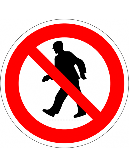 Niet over rollenbaan lopen bord, kunststof, rood wit, pictogram rollenbaan, rond