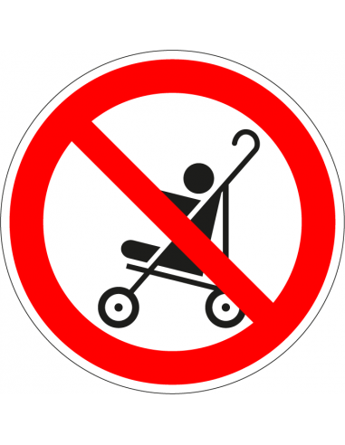 Verboden voor kinderwagens bord, kunststof, rood wit, pictogram kinderwagen, rond