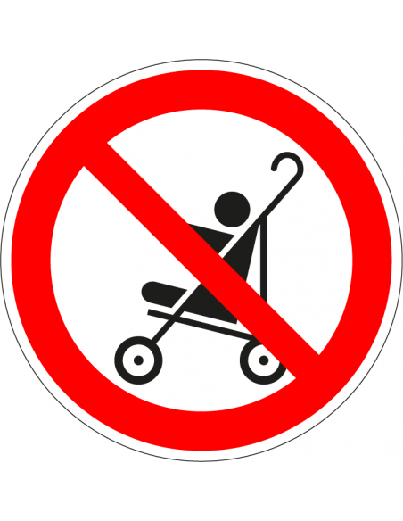 Verboden voor kinderwagens bord, kunststof, rood wit, pictogram kinderwagen, rond