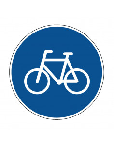 Fietspad bord, kunststof, G11, kunststof, rond, blauw wit, fiets pictogram
