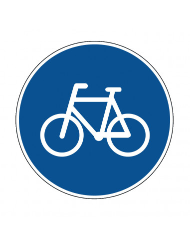 Fietspad bord, kunststof, G11, kunststof, rond, blauw wit, fiets pictogram