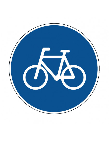 Fietspad bord, kunststof, G11, kunststof, rond, blauw wit, fiets pictogram