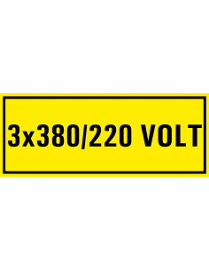 3 x 380/220V sticker, geel zwart, rechthoekig
