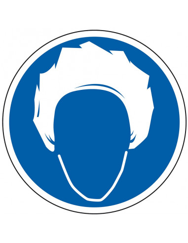 Haarnet dragen verplicht bord, kunststof, blauw wit, rond, haarnet pictogram