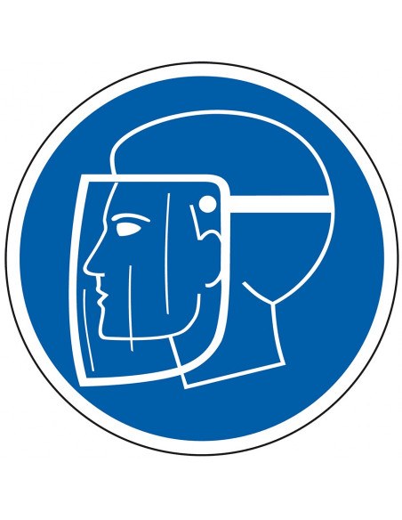 Gelaatsbescherming verplicht bord, kunststof, blauw wit, pictogram gelaatsbescherming, rond
