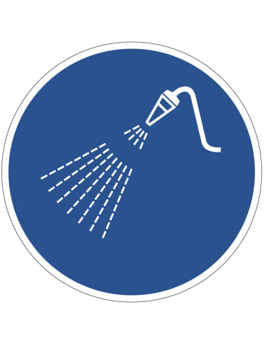 Spuiten met water bord, kunststof, blauw wit, pictogram spuiten met water, rond