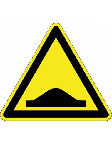 Waarschuwingssticker drempel, pictogram camera, geel zwart, driehoek