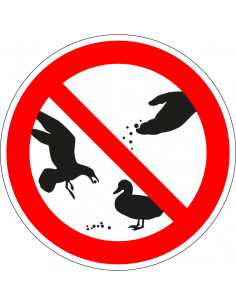 Sticker dieren niet voeren, rood wit, pictogram niet voeren, rond