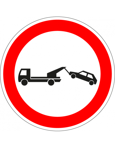 Wegsleepregeling bord, kunststof, rood wit, pictogram wegsleepregeling, rond