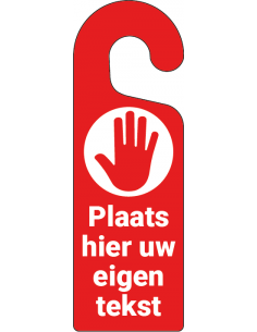 Deurhanger naar wens, kunststof, 300 x 100 mm, rood wit, tekst naar wens
