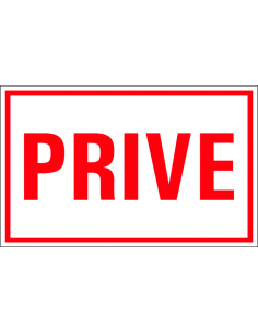 Prive tekstbord, kunststof, Nederlandse tekst, rood wit, rechthoek