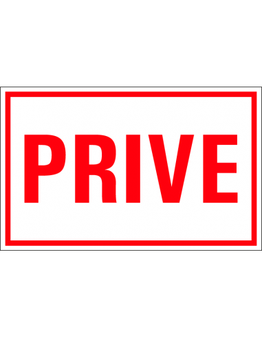 Prive tekstbord, kunststof, Nederlandse tekst, rood wit, rechthoek