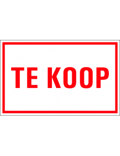 Te koop tekstbord, kunststof, rechthoek, rood wit, Nederlandse tekst