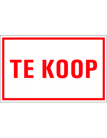 Te koop tekstbord, kunststof, rechthoek, rood wit, Nederlandse tekst