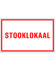 Stooklokaal tekstbord, kunststof, rechthoek, rood wit, Nederlandse tekst