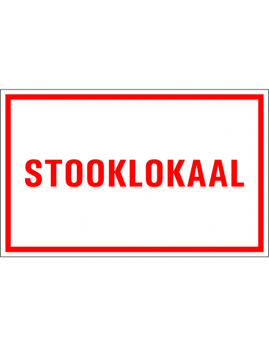 Stooklokaal tekstbord, kunststof, rechthoek, rood wit, Nederlandse tekst