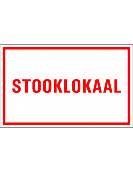 Stooklokaal tekstbord, kunststof, rechthoek, rood wit, Nederlandse tekst