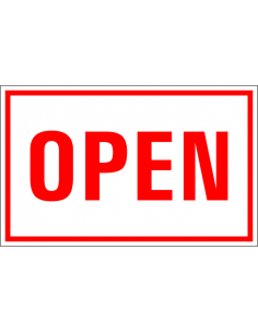Open bord, kunststof, rood wit, tekst open, rechthoekig