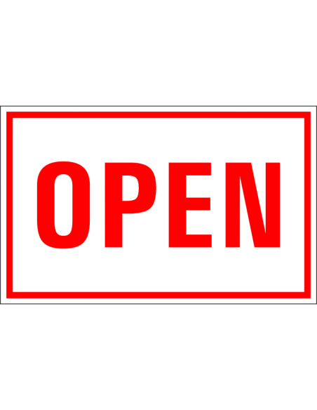 Open bord, kunststof, rood wit, tekst open, rechthoekig