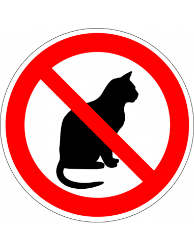 Verboden voor katten sticker, rood wit, pictogram kat, rond