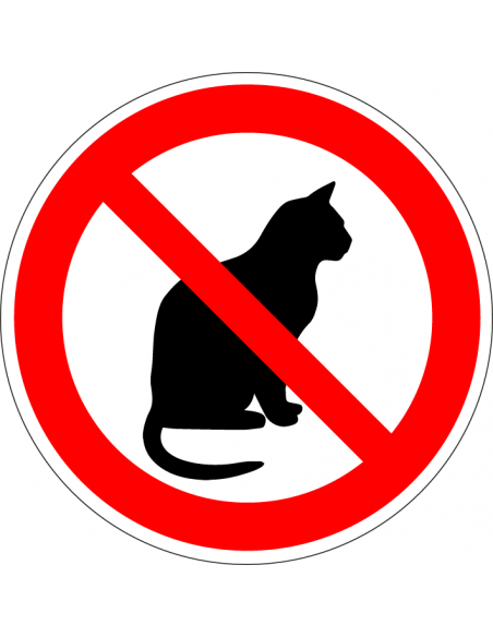 Verboden voor katten sticker, rood wit, pictogram kat, rond