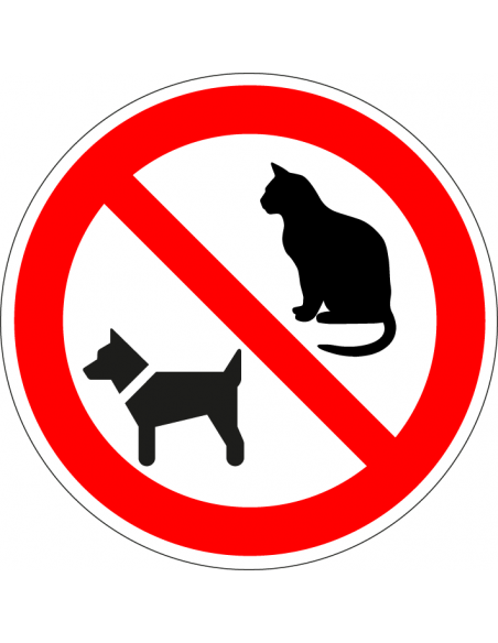 Huisdieren verboden bord, kunststof, rood wit, pictogram verboden voor huisdieren, rond