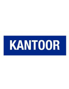 Kantoor kunststof tekststicker, Nederlandse tekst, blauw wit, rechthoek