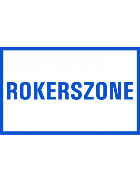 Rokerszone tekststicker, Nederlandse tekst, blauw wit, rechthoek