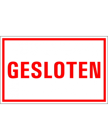 Open gesloten bordje, kunststof, rood wit, tekst open en gesloten, rechthoekig, dubbelzijdig