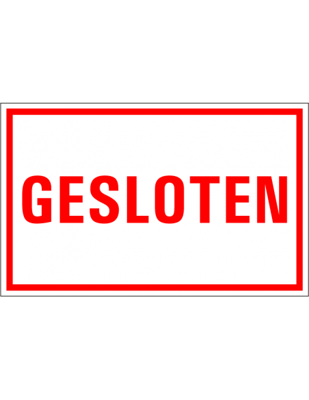 Open gesloten bordje, kunststof, rood wit, tekst open en gesloten, rechthoekig, dubbelzijdig