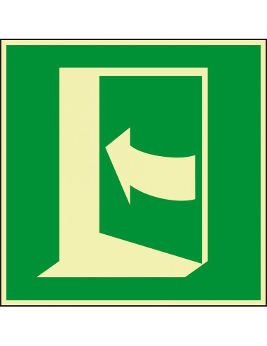 Extra lichtgevende deur drukken links sticker, 100 x 100 mm, E022